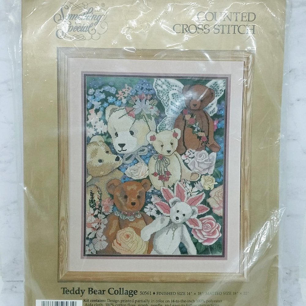 💙TEDDY BEAR COLLAGE Counted Cross Stitch Kit #50561 Candamar Designs